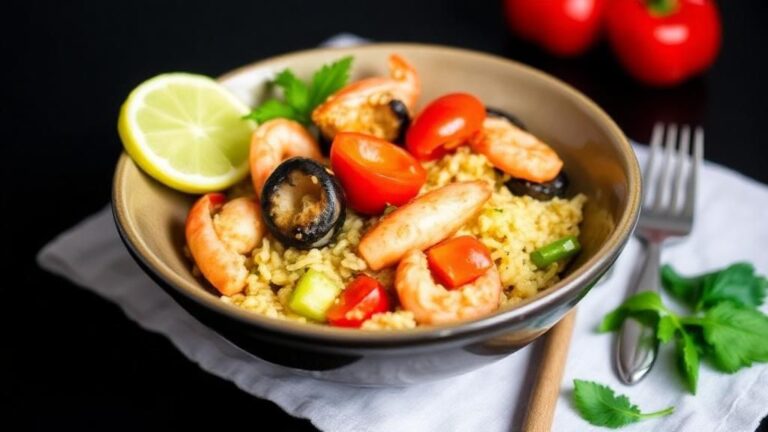 Guiso De Mariscos Con Arroz y Salsa Criolla Arroz con Mariscos