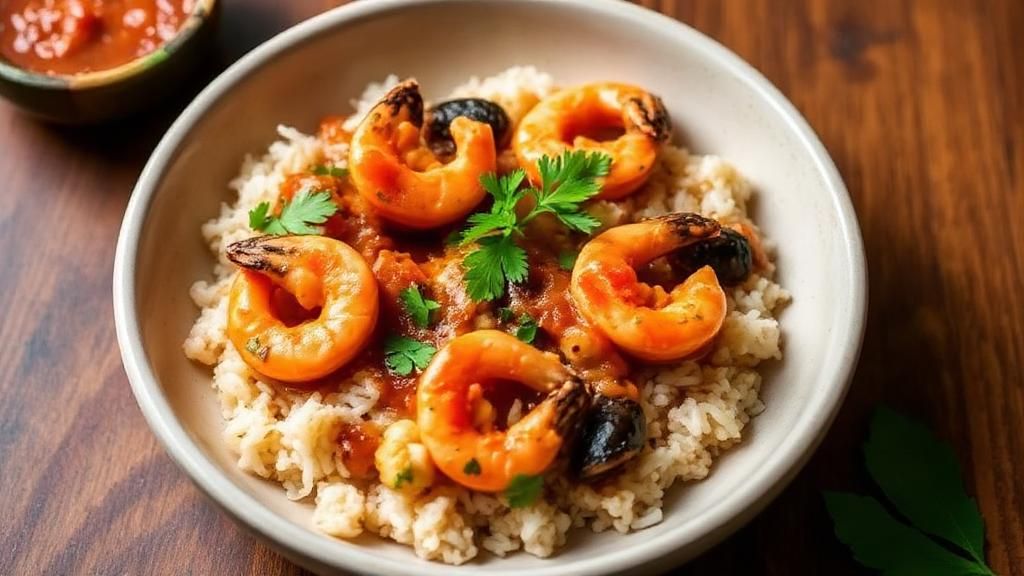 Guiso De Mariscos Con Arroz y Salsa Criolla Arroz con Mariscos