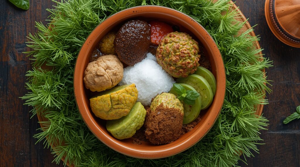Ingredientes para hacer Mofongo Tradicional Boricua dispuestos en bol de cerámica